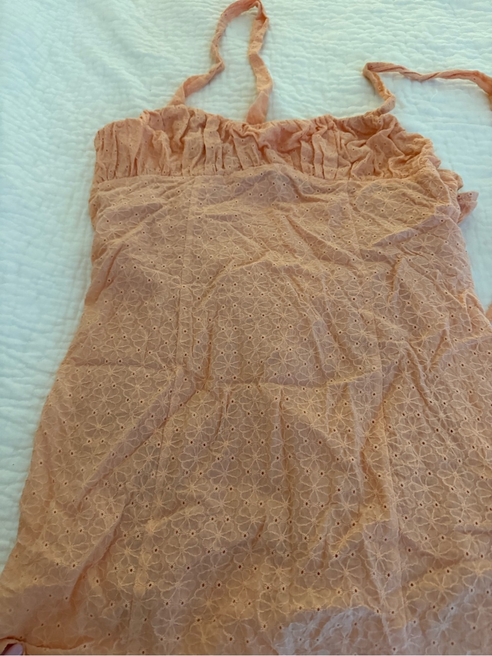 Peach Eyelet Spaghetti Strap Sundress